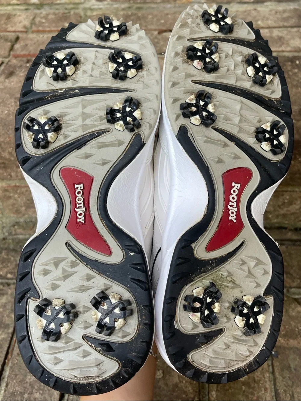 FootJoy Men’s Golf Shoes Size 10 White Black Spiked Leather 45428